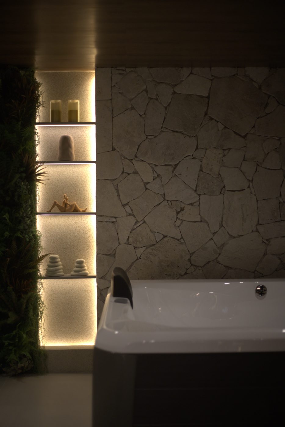 Cor e Piso: nicho iluminado sob medida